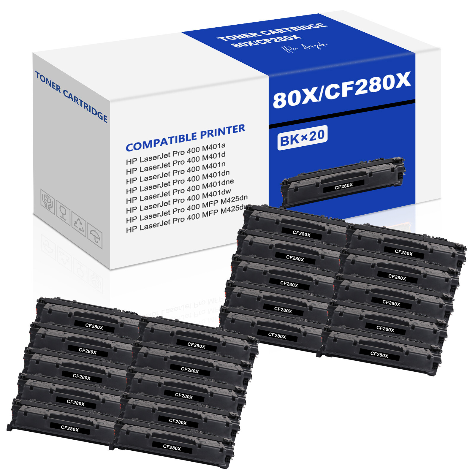20PK CF280X 80X Toner for HP 80X Laserjet Pro M401n M401dn M401d M425dn M425dw
