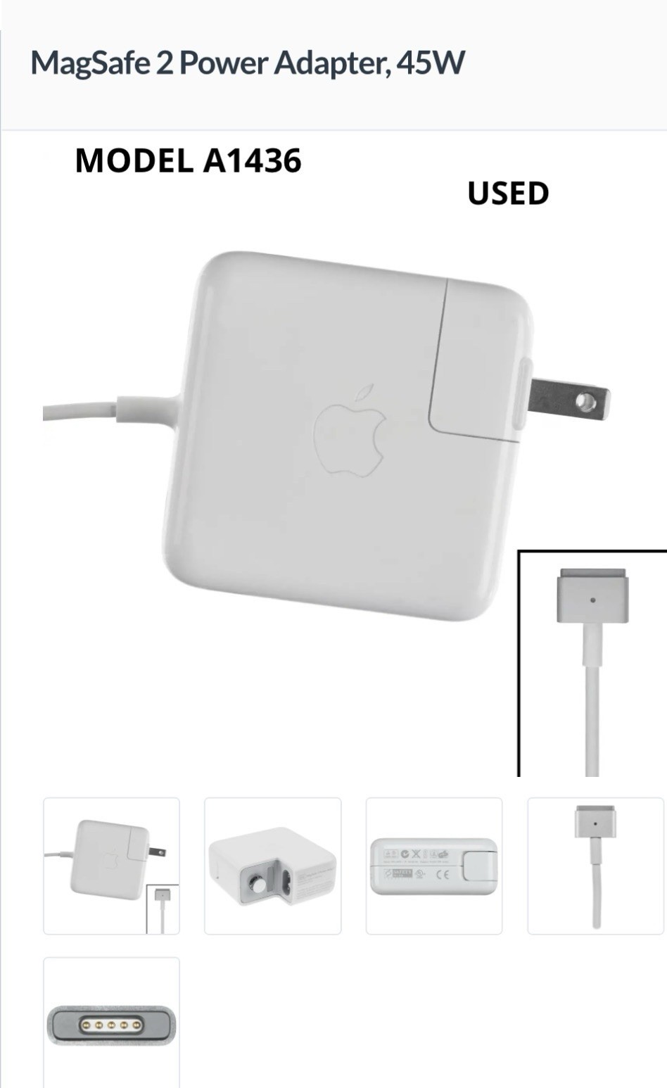 Genuine  Apple Magsafe 2 45W Power Adapter Charger A1436 Used In Great Condition