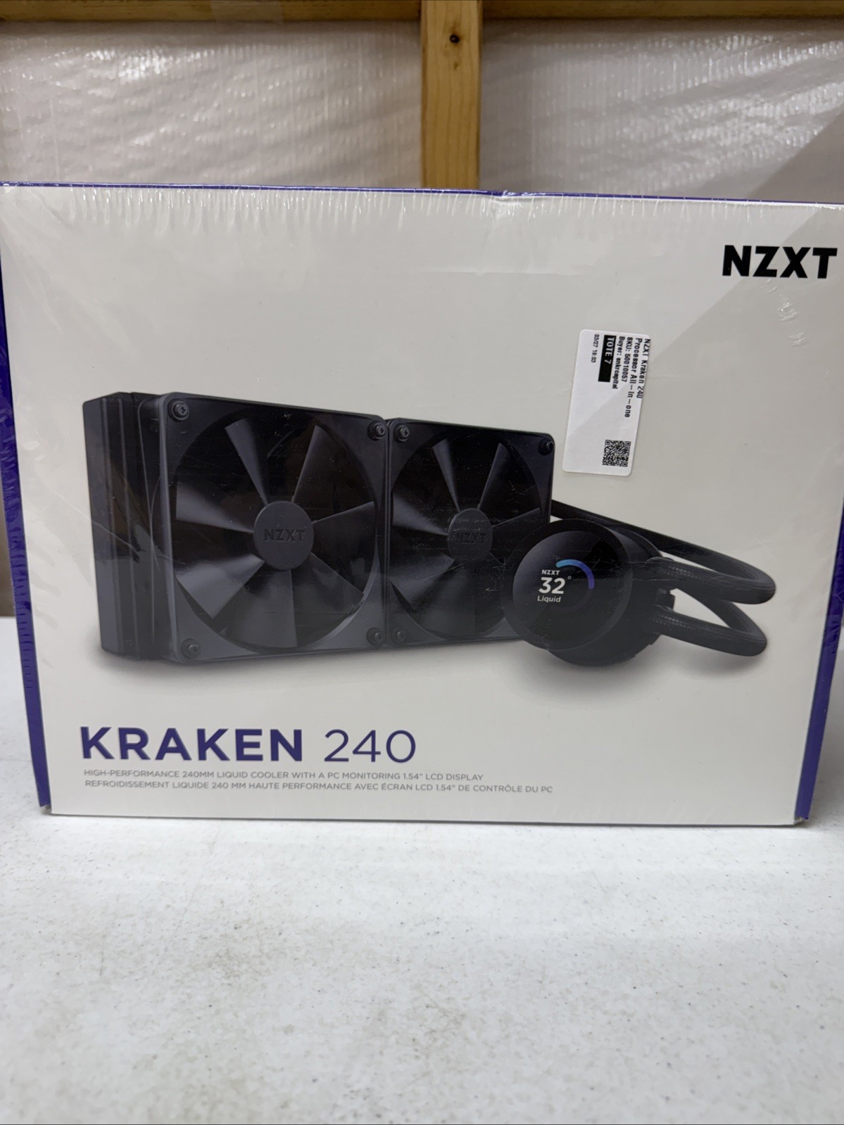 NZXT Kraken 240 2x120mm AiO Liquid CPU Cooler - LCD Display -Black- New Sealed