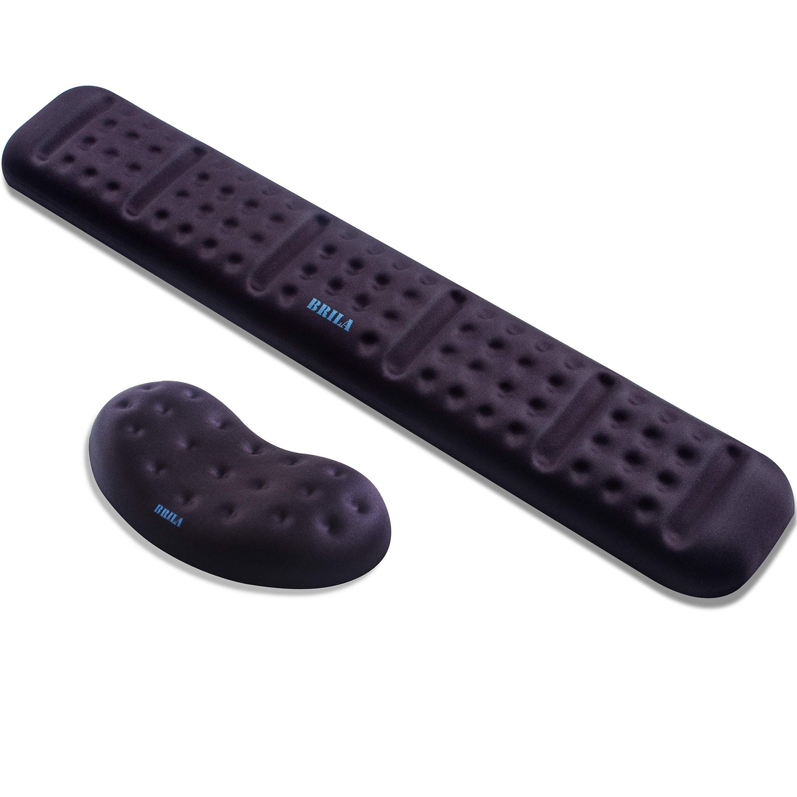 Upgraded Ergonomic Keyboard and Wrist Rest Cushion Pad Set - Comfy Soft Memor...