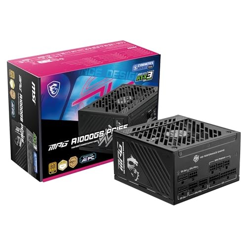 MSI MPG A1000GS PCIE5, FULLY MODULAR GAMING 1000W POWER SUPPLY, 80 Plus Gold