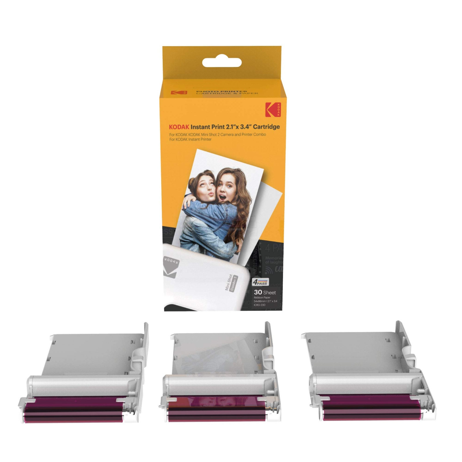 Kodak 30 Pack White Photo Paper 2.1x3.4 for 4PASS Mini Shot Printers