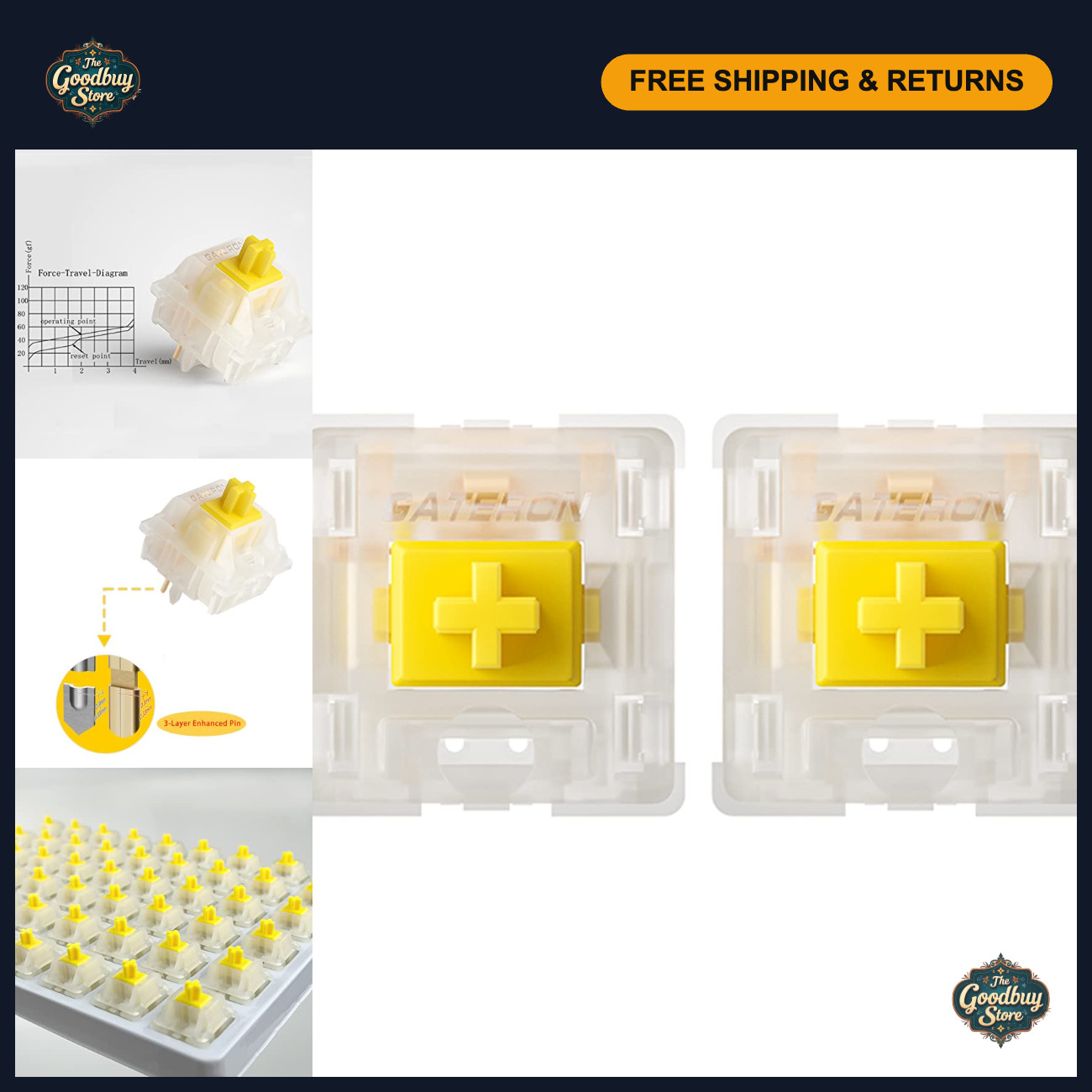 90PCS Pre-Lubed Linear 5 Pin Mechanical Keyboard Switches - Milky Yellow Pro V2
