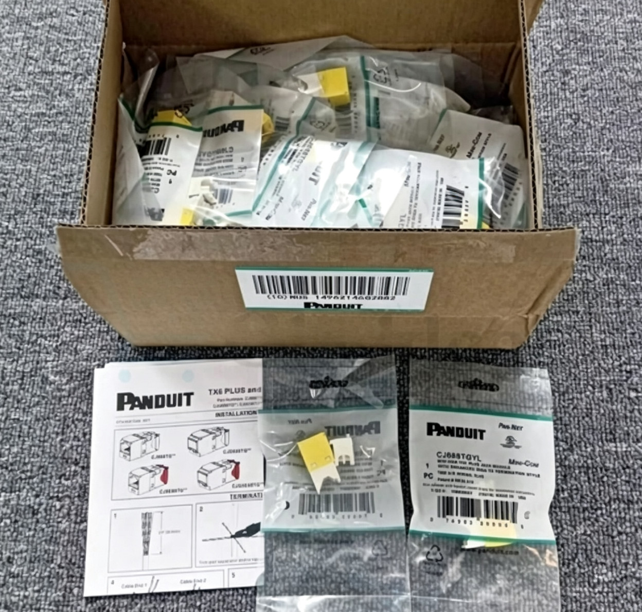 OEM Panduit Giga TX Cat6 jack yellow BOX OF 50. CJ688TGYL  US