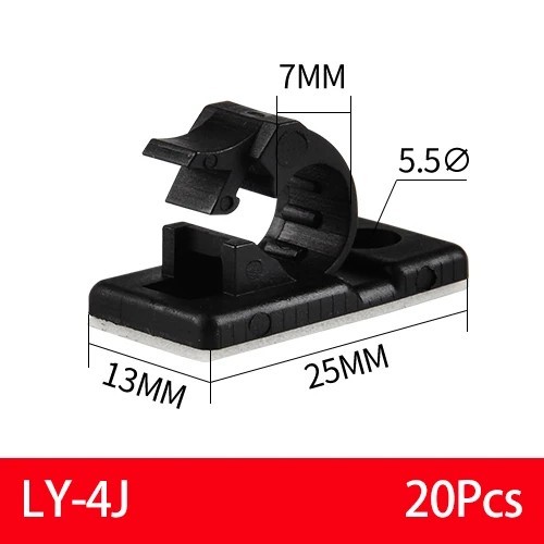 20x Cable Clips Adhesive Cord Management Organizer Wire Holders 0.5" Clamp Black