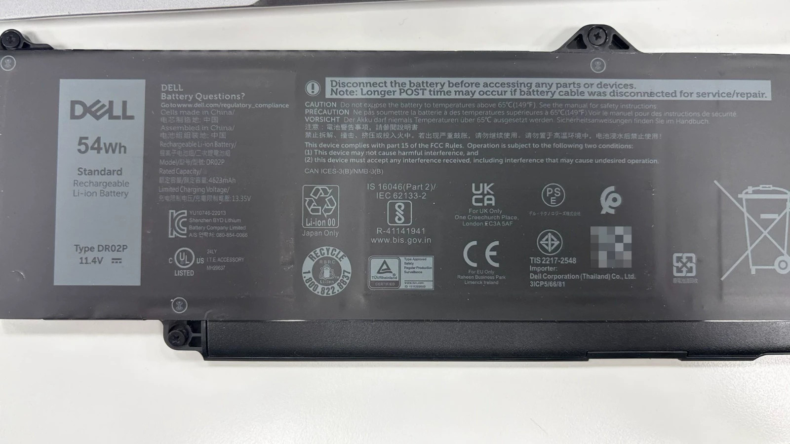 Genuine DR02P 54WH Dell Battery Latitude 14 3440 5440 15 5540 5550 13 5340 R73TC