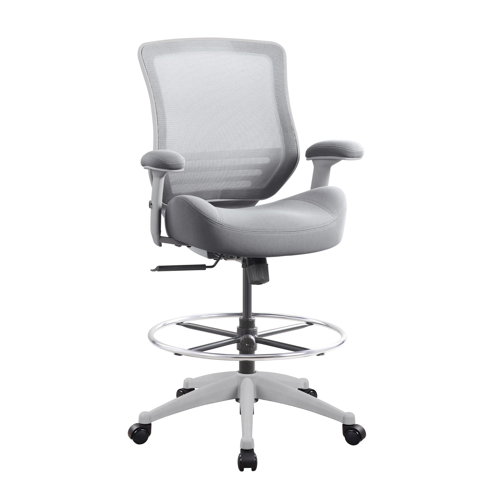 Drafting Chair 400lb Mid Back Mesh Ergonomic Adjustable Grey 20100D BOLISS Desk