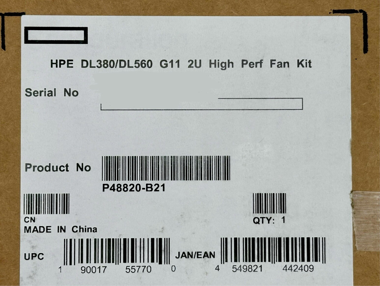 DL380 DL560 HPE Gen11 2U Performance Fan Kit P48820-B21 (Contains 6x Fans)