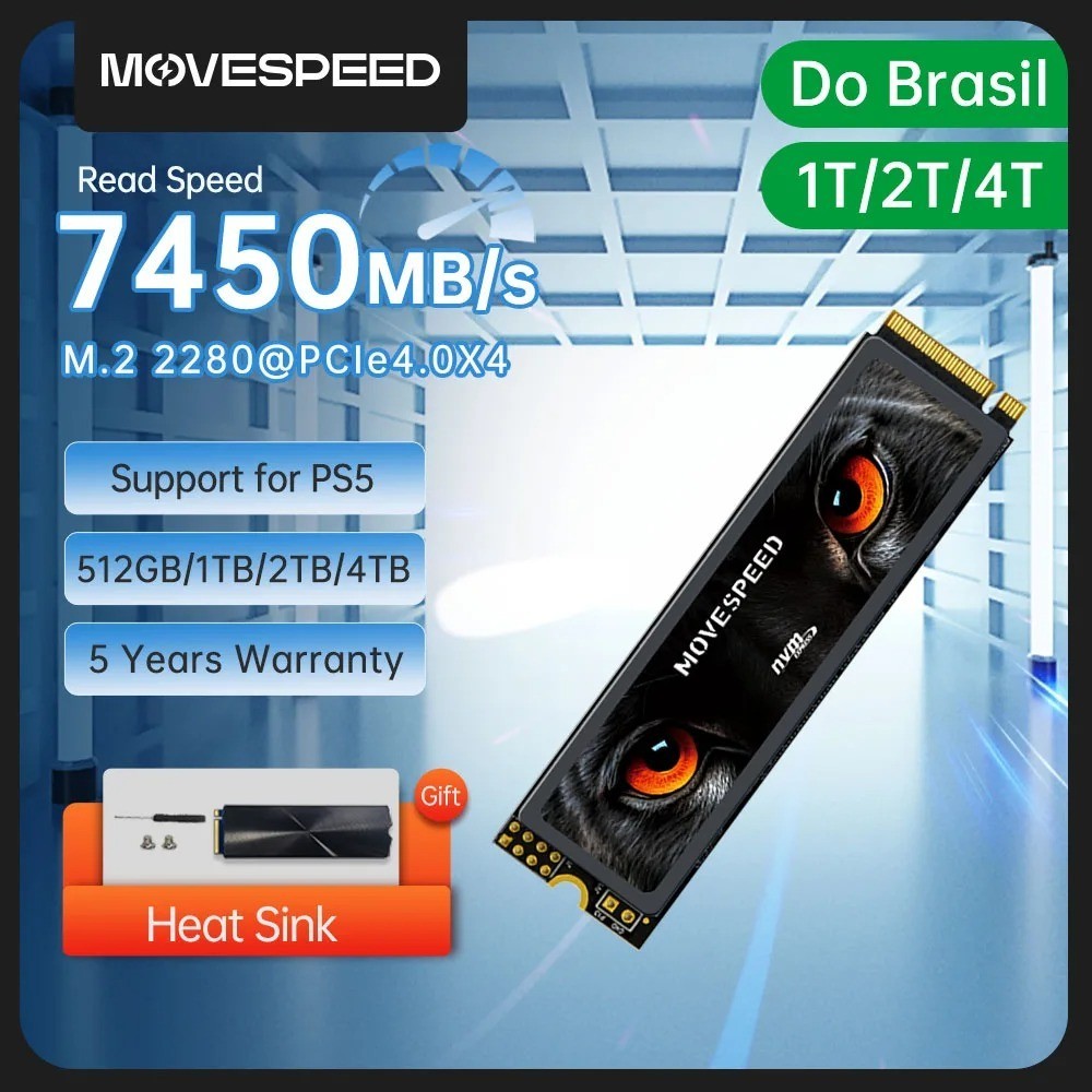  MOVESPEED 7450MB/s SSD NVMe M.2 2280 4TB 2TB 1TB Internal Solid State Hard Disk
