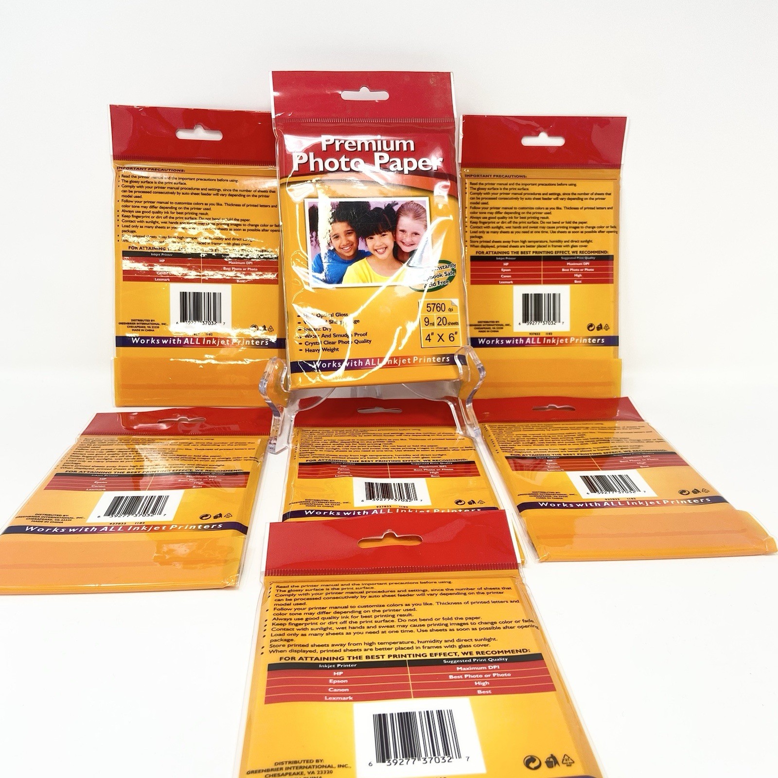 Premium Photo Paper 4x6, 9mil,7 Pack Set , 20 Sheets Each, NOS