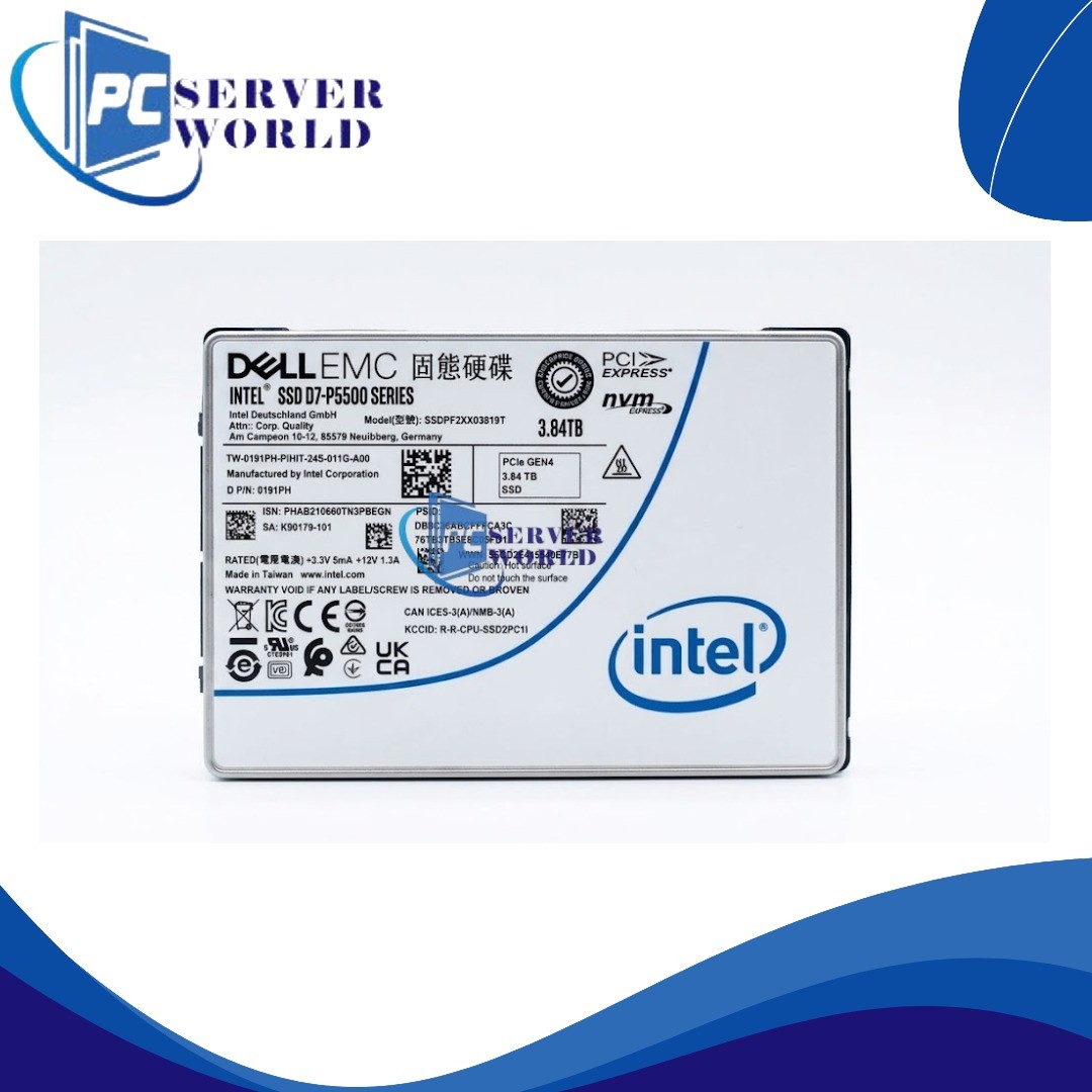 0191PH DELL INTEL D7-P5500 3.84TB PCI-E GEN4 NVME 2.5'' SSD 191PH SSDPF2XX03819T