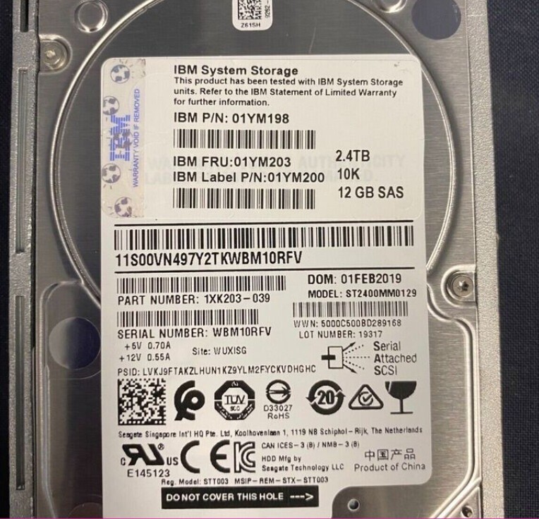 IBM 2078 AC6B 2.4TB 12GB 10K SAS 01YM198 01YM200 01YM203 Hard Drive HDD