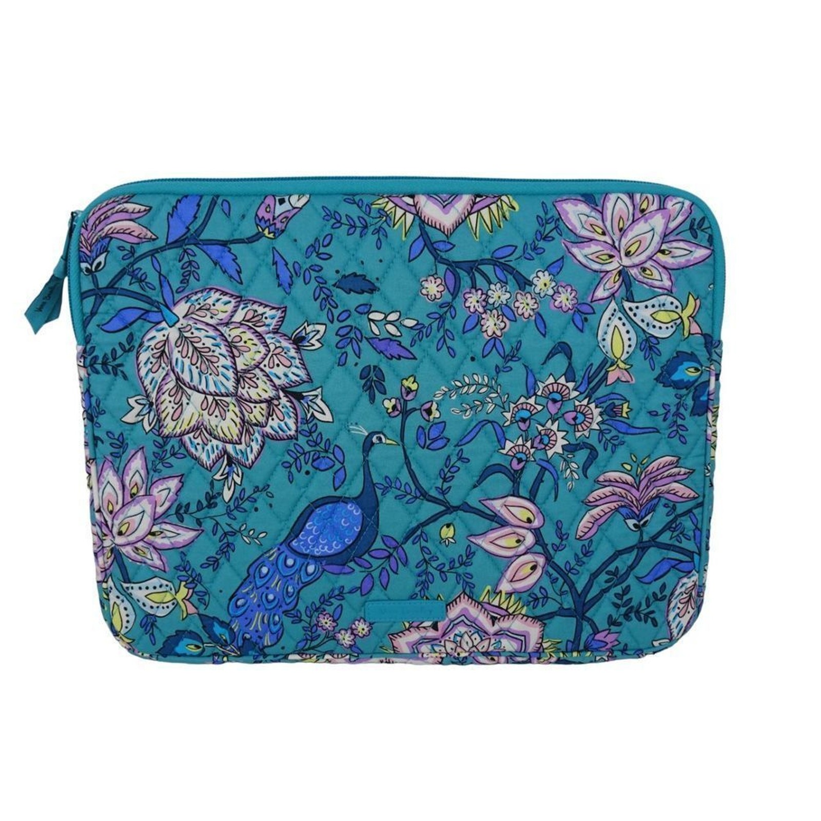 VERA BRADLEY Laptop Sleeve Case PEACOCK GARDEN Factory Cotton Teal Turquoise NWT