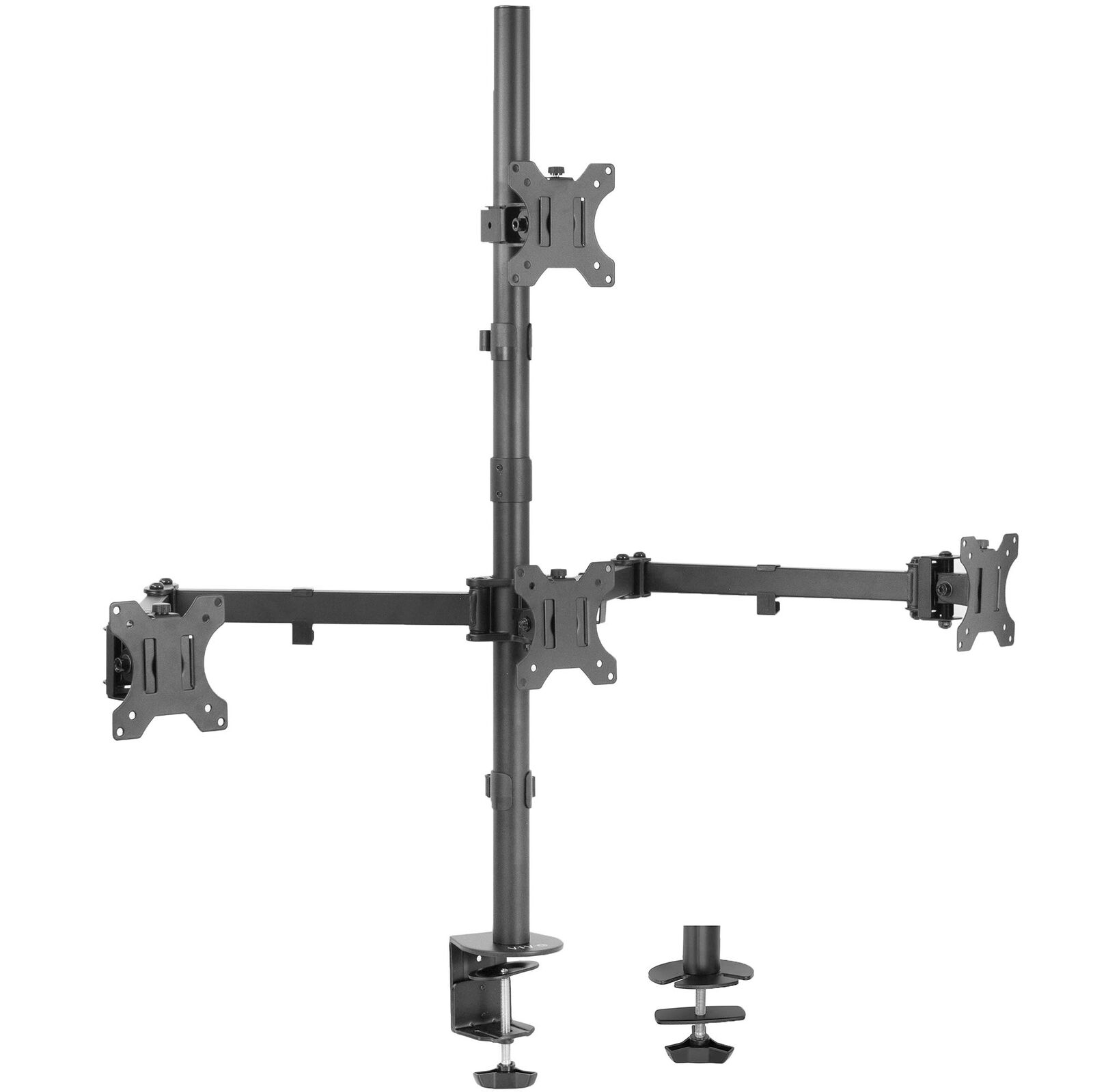 Quad 13 to 24 inch LCD Monitor Clamp-on Desk Mount, 3 Plus 1 Articulating Dis...