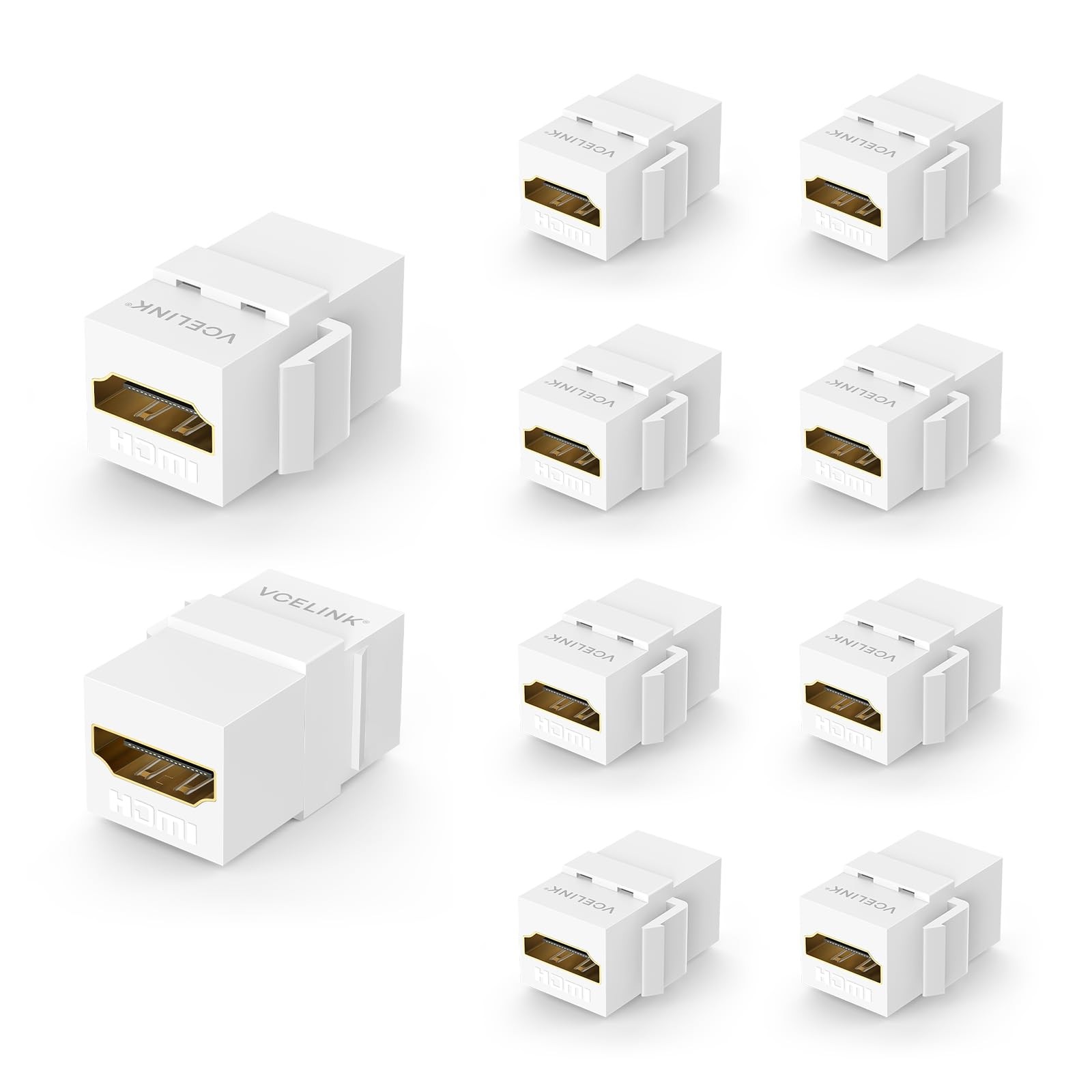 10-Pack 8K HDMI Keystone Jack with 8K 60Hz and 4K 120Hz, HDMI 2.1 Female to F...
