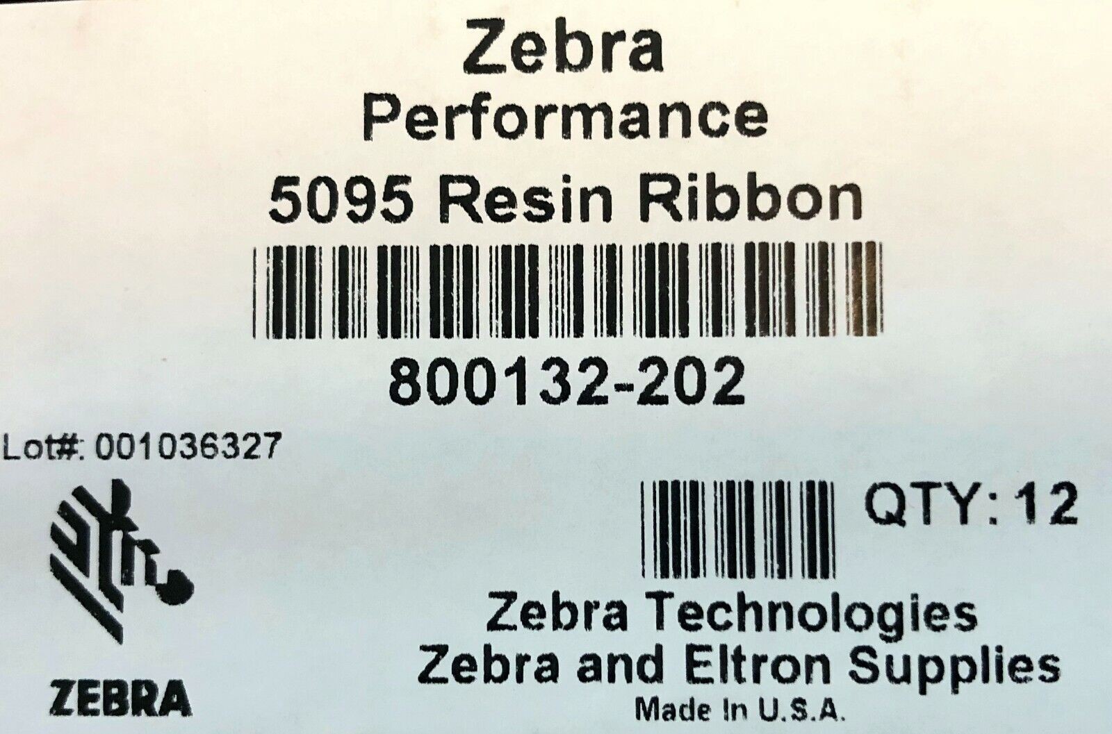Zebra 800132-202 Resin 2.24"x242' 5095 High Thermal Ribbon 0.5in Core 12rolls/Bx