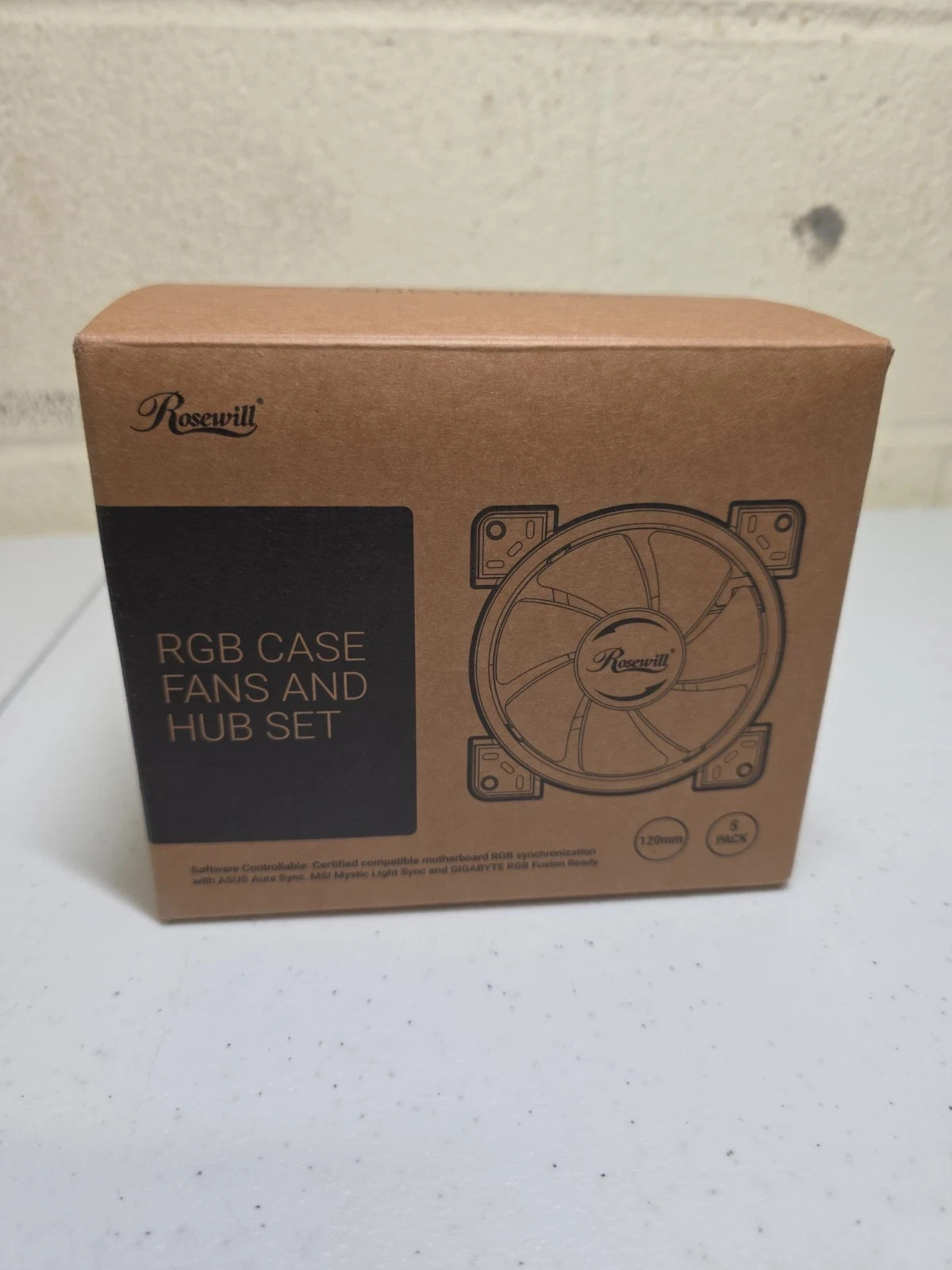 Rosewill 120mm Dual Ring Addressable RGB Fan Hub Set, (5-Pack) & 8-Port Fan Hub