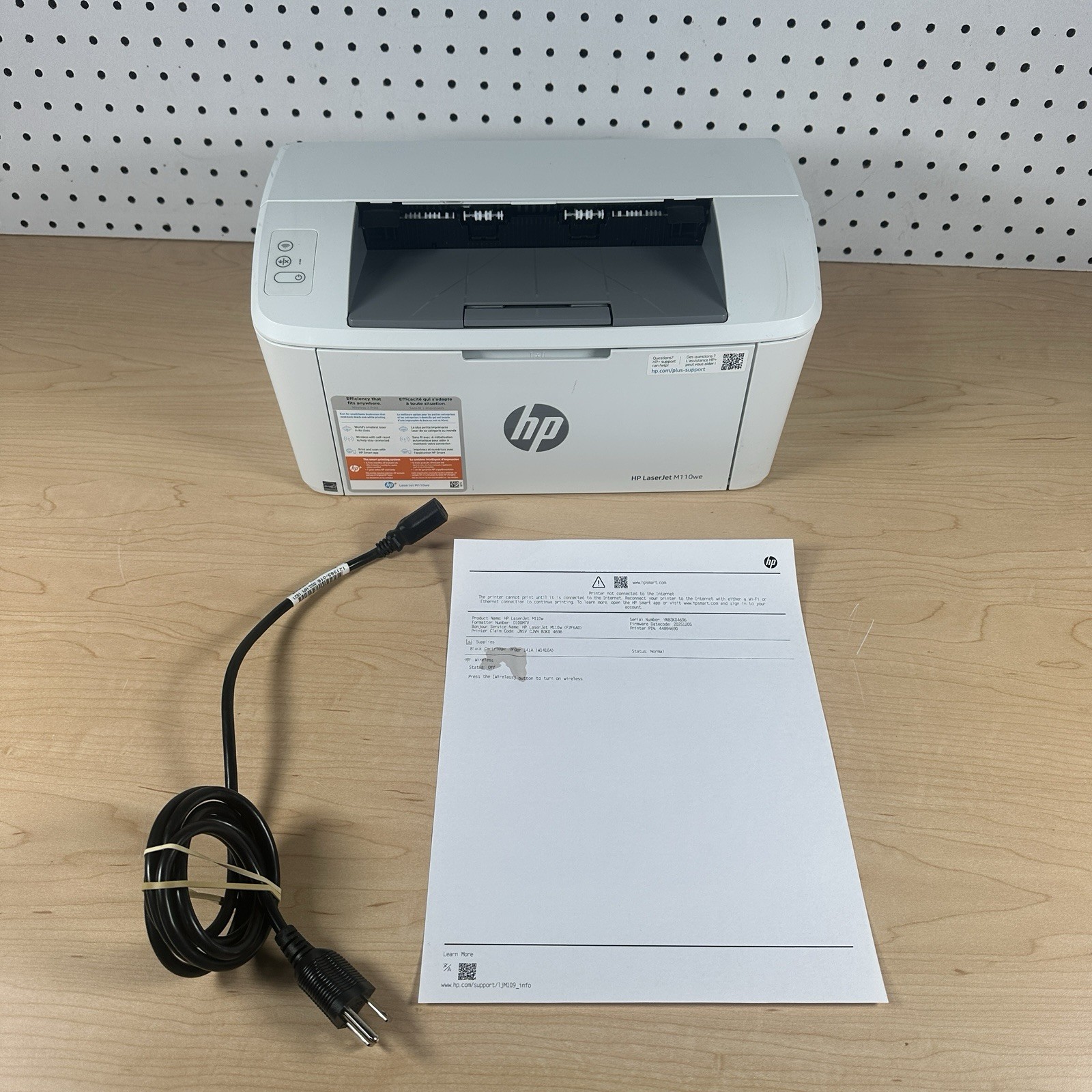 HP LaserJet M110we Wireless Monochrome Laser Printer w Cord & Toner Tested