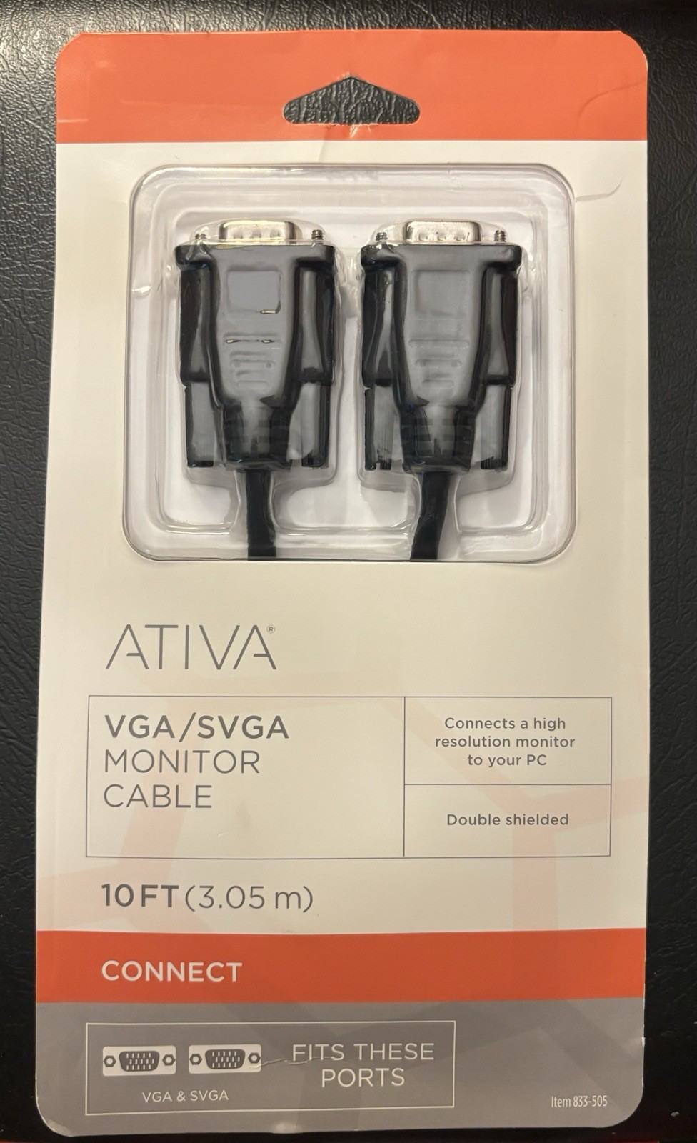 Ativa® VGA Monitor Cable, 10’, Black