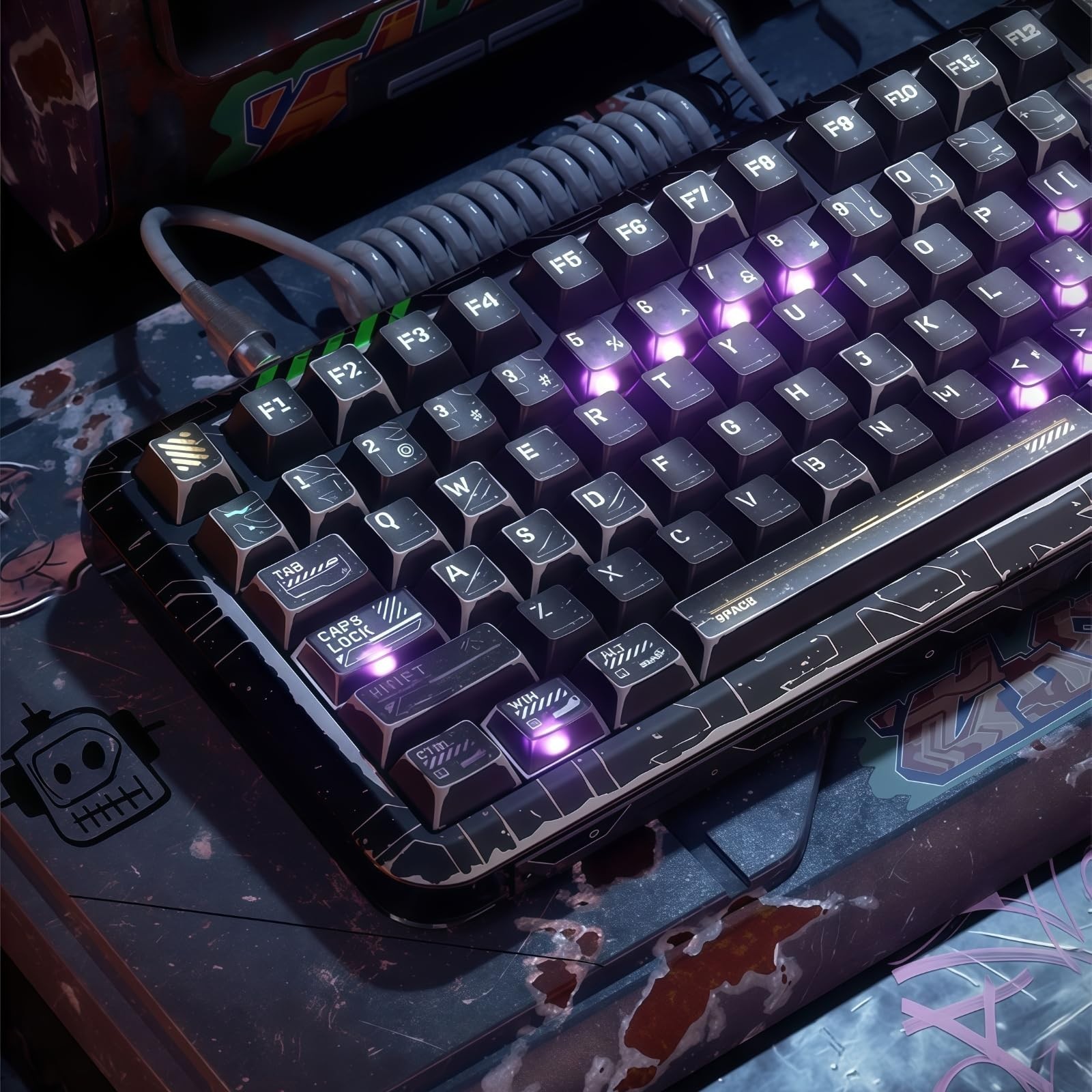 Transparent Green and Black Cherry Profile Keycaps for MX Switches - PBT Mechani
