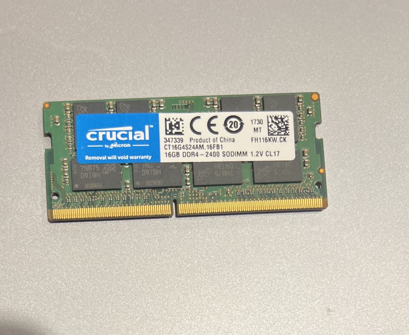 Crucial Micron 16GB DDR4-2400 PC4-2400T SODIMM Laptop Memory RAM 1.2V