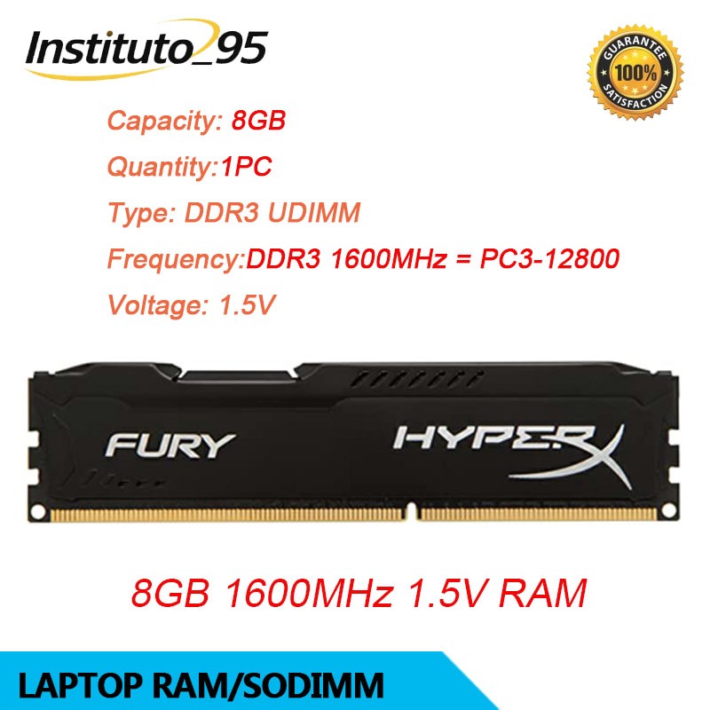 Kingston HyperX FURY 8GB DDR3 1600MHz PC3-12800 UDIMM Desktop Memory 1.5V 240Pin