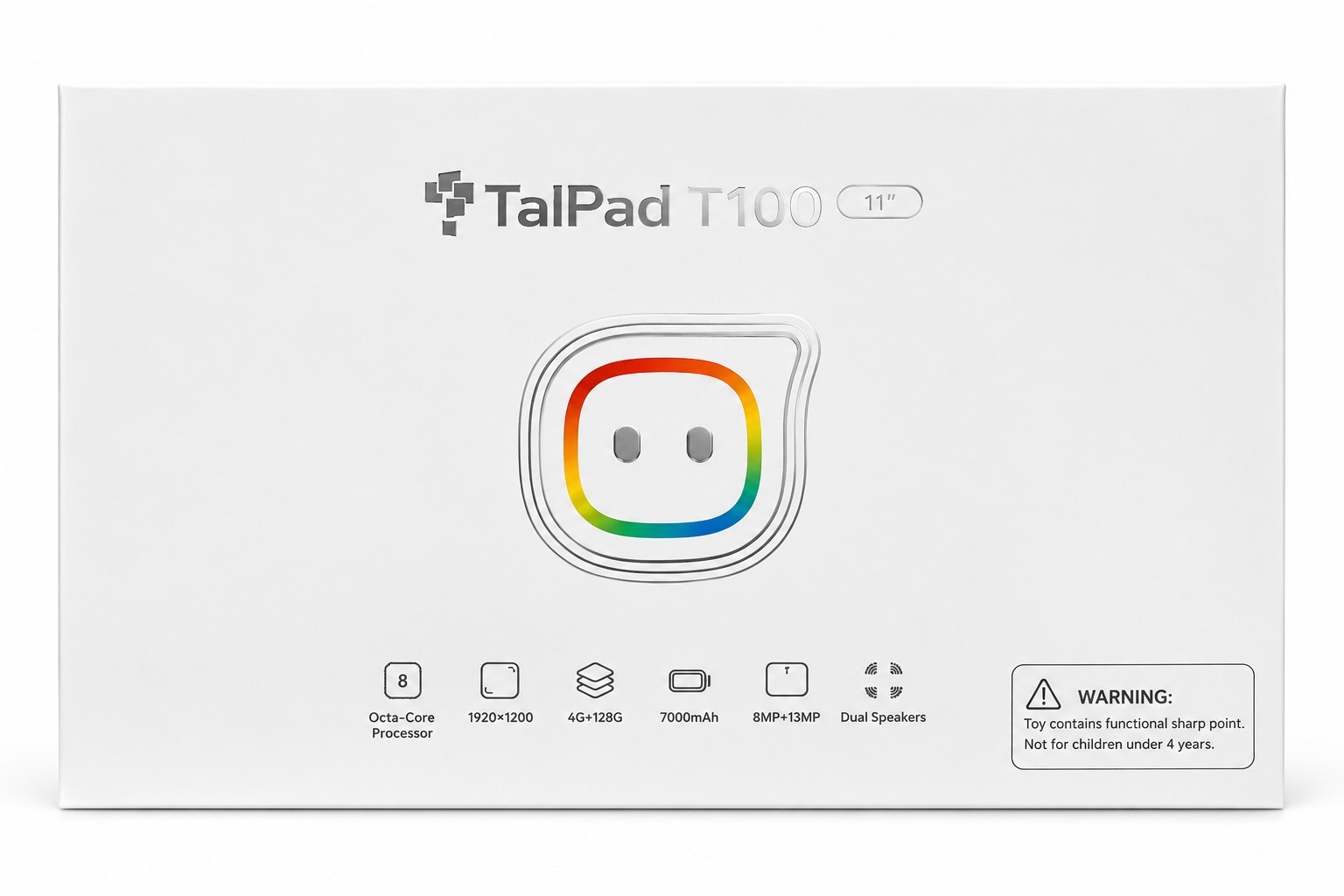 Think Academy TalPad T100 11in Android Tablet 128GB 6GB RAM White Wi-Fi