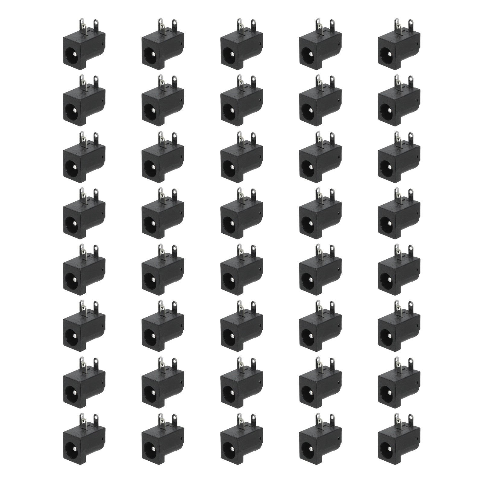 40pcs DC5525 Power Jack, 30V 0.5A 9x14.2x15mm 3 Pin, Black