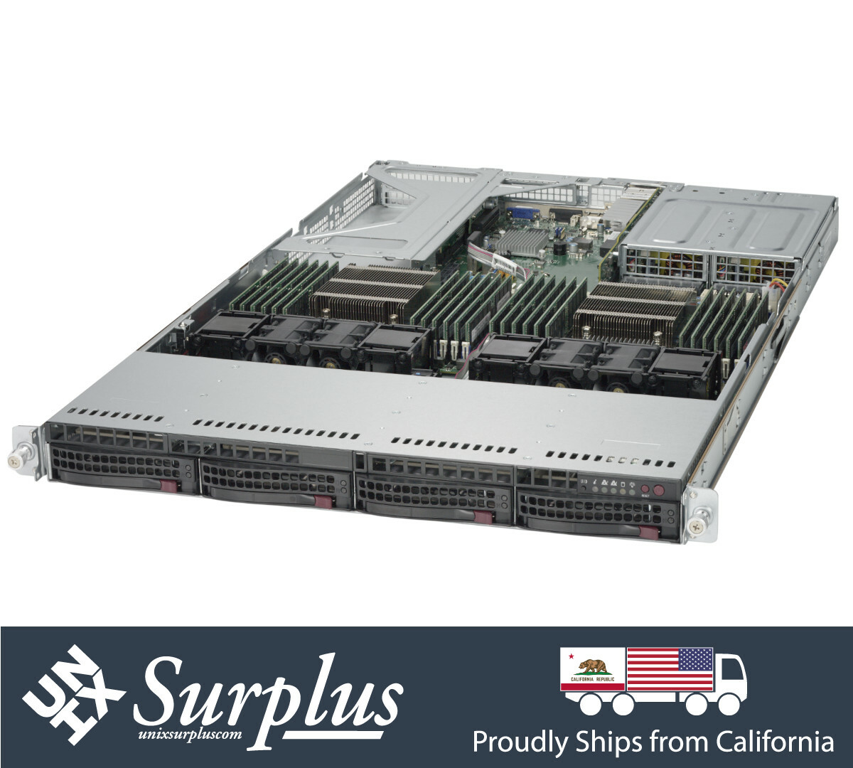 Supermicro 1U X10DRU-i+ 2x Xeon E5-2690 V3 128GB DDR4 RAM 4x Caddy 4x 10GB-T A