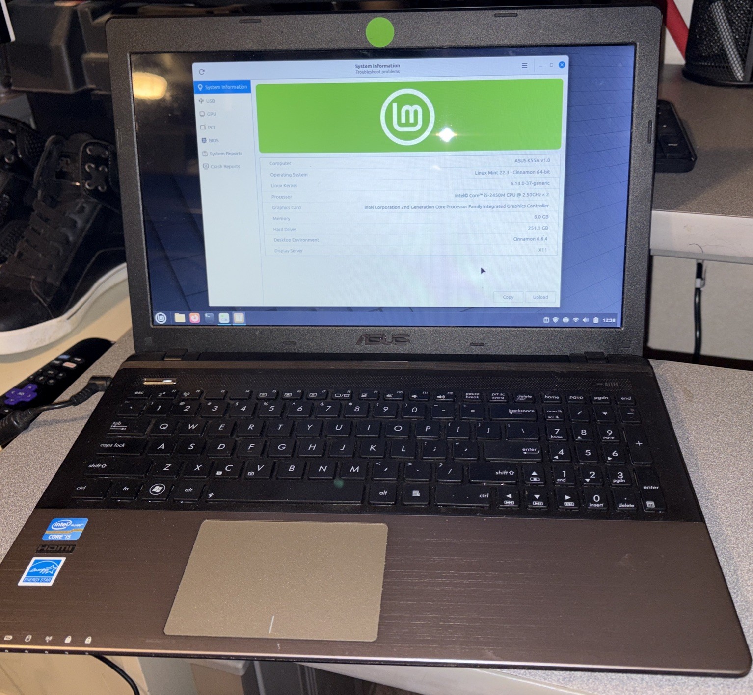 ASUS K55A Laptop Intel Core I5-2450M 2.50 GHz, 8GB RAM