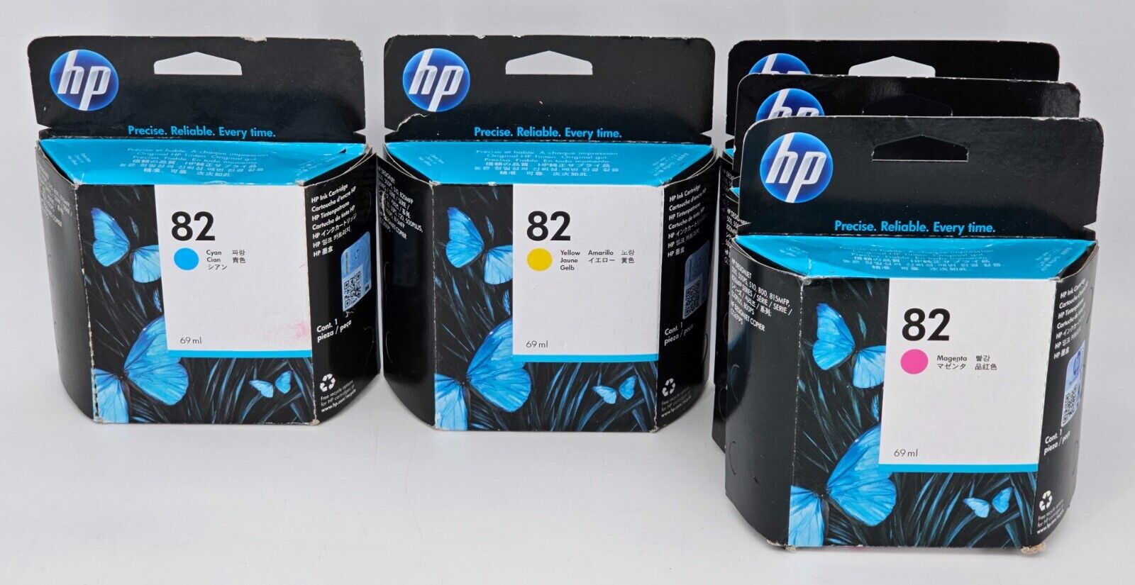 Genuine HP 82 CMY DesignJet Color Ink Set C4911A / C4912A x3 / C4913A 2020-23