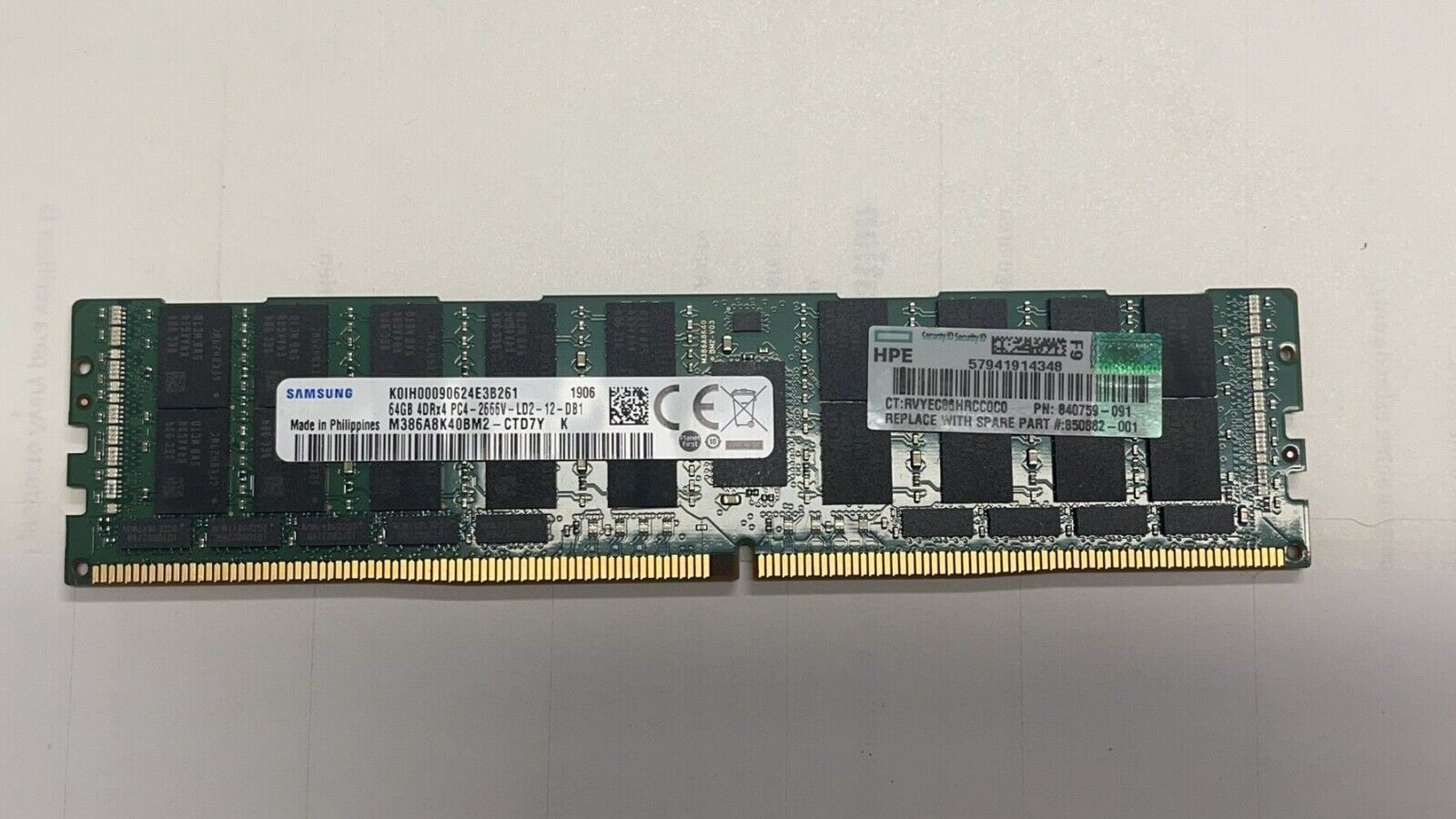 815101-B21 HPE 64GB 4RX4 PC4-2666V Smart Memory 840759-091 850882-001
