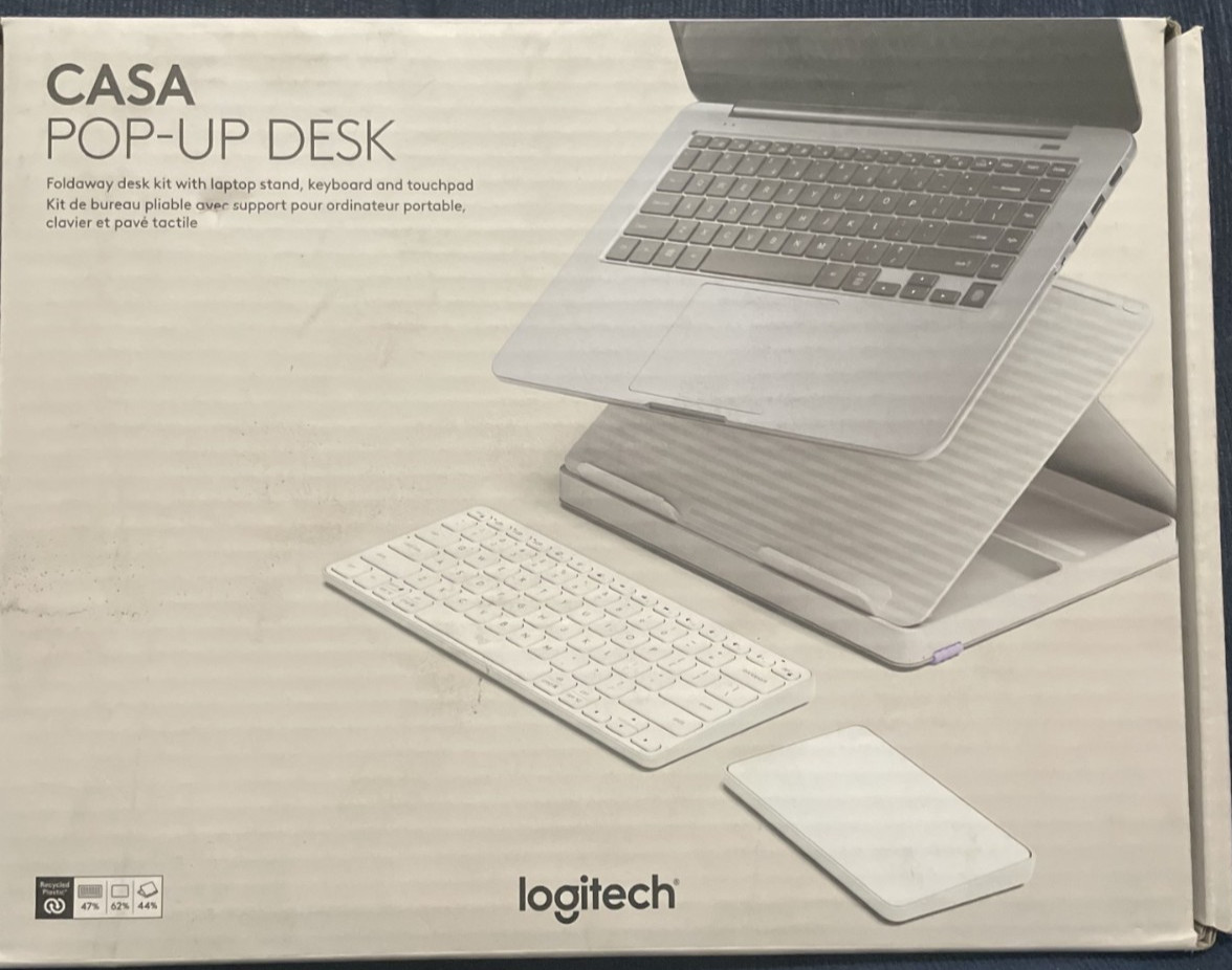 Logitech Casa Pop-Up Desk Wireless Keyboard & Touchpad Set Light Gray