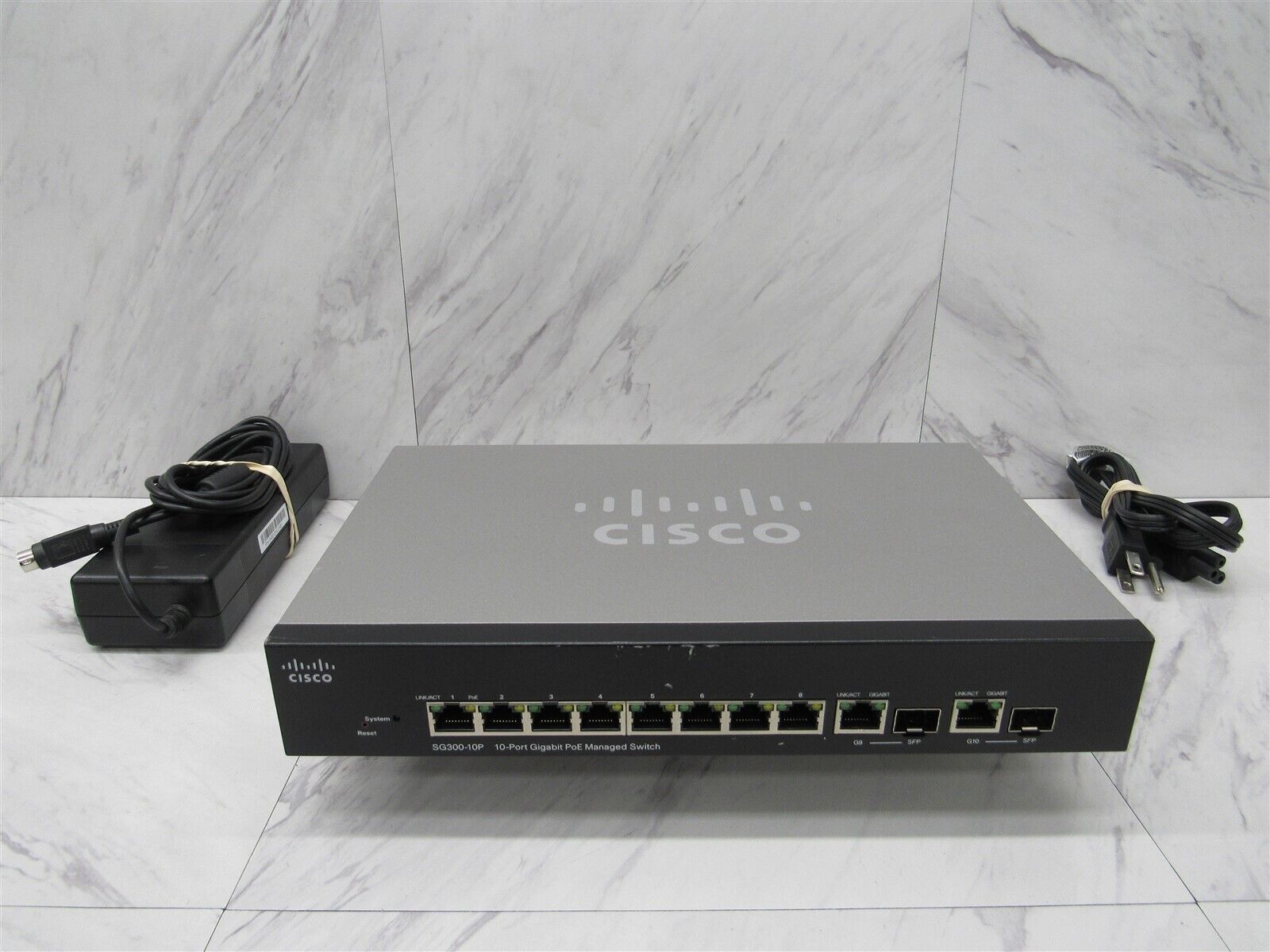 Cisco SG300-10P 10-Port Gigabit PoE Network Switch SG30010P w/ 48V Adapter