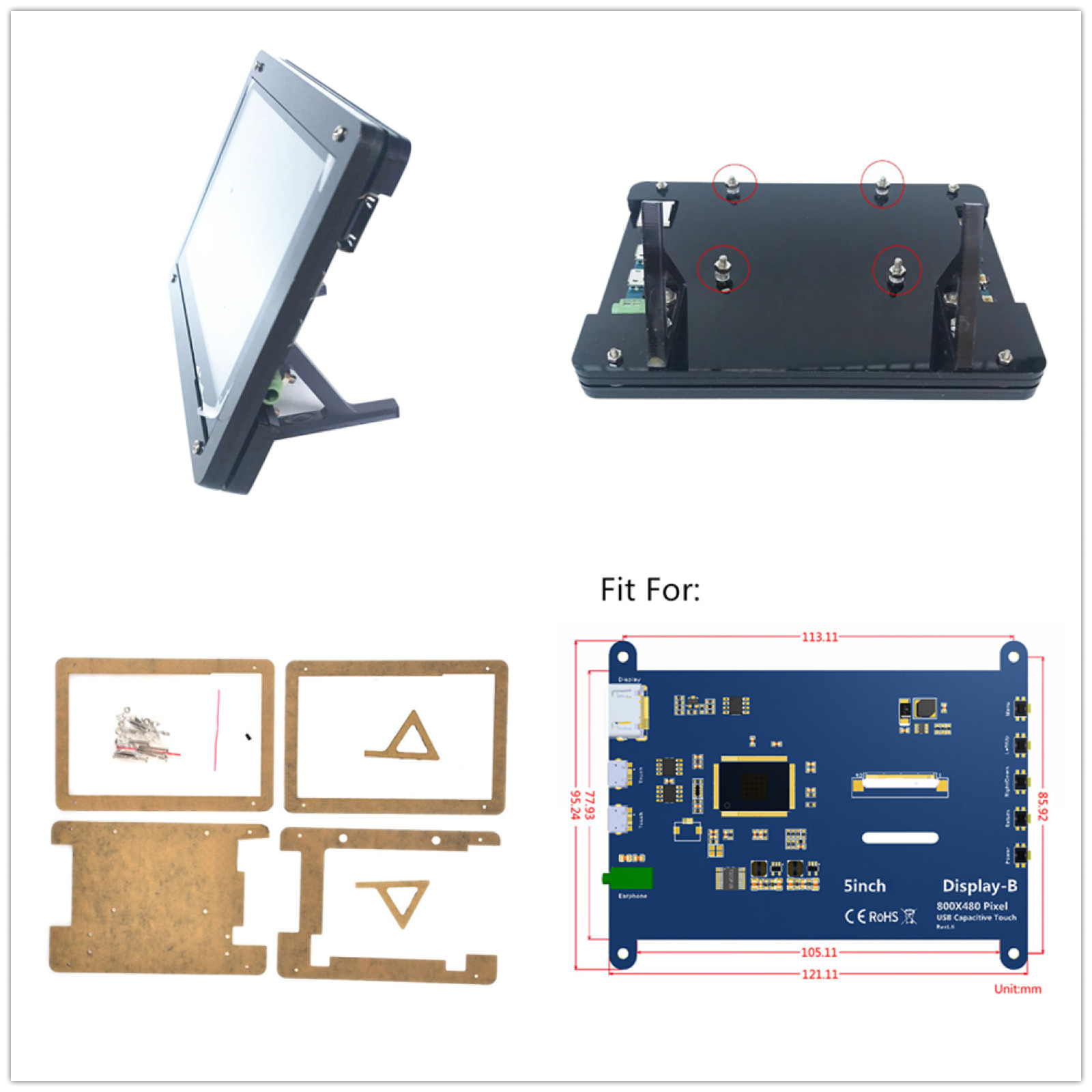 Durable 5 inch Touch Screen Display Case HDMI HD Monitor Stand For Raspberry Pi