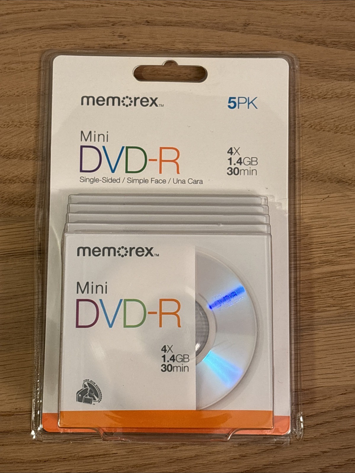 Memorex 5 Pack 4X Camcorder 1.4GB 30 Min Mini DVD-R Single Sided w/ Cases
