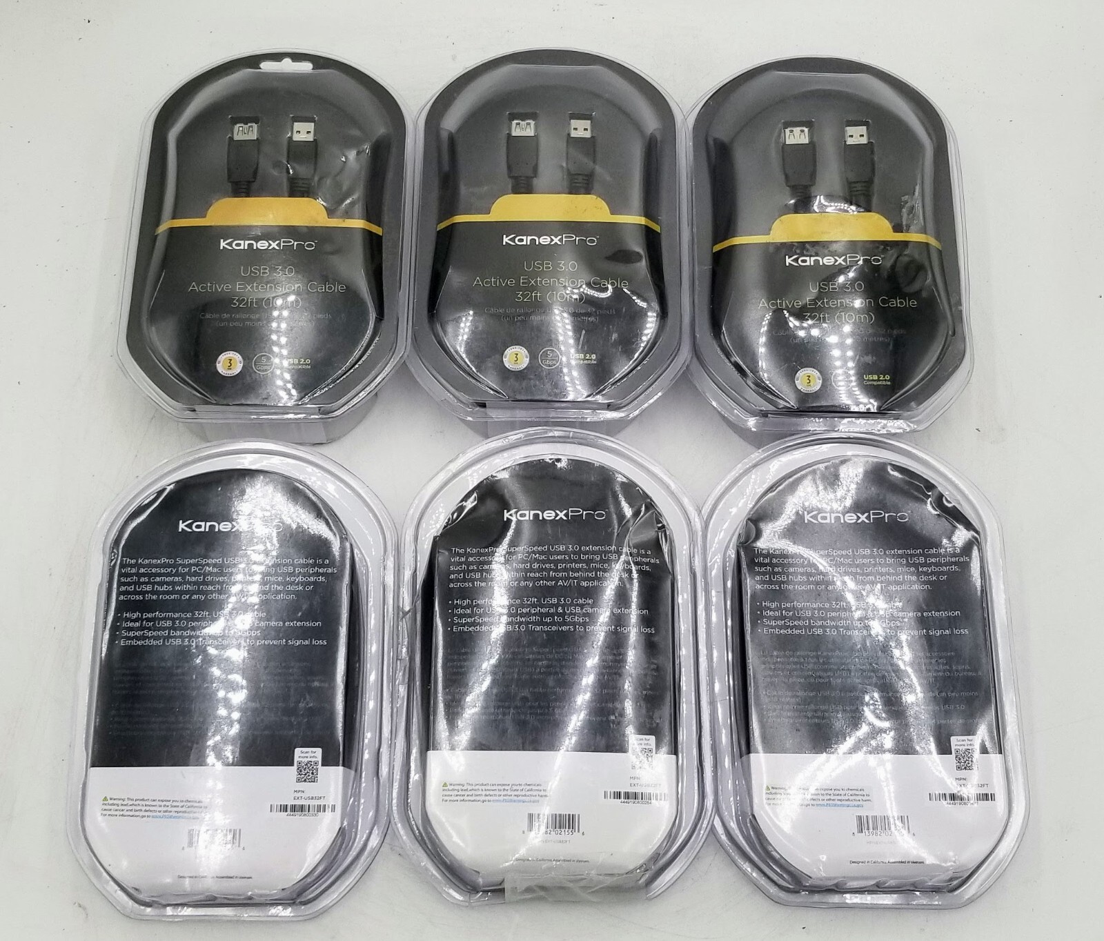 Lot of 6 KanexPro SuperSpeed USB 3.0 Active Extension Cable EXT-USB 32ft