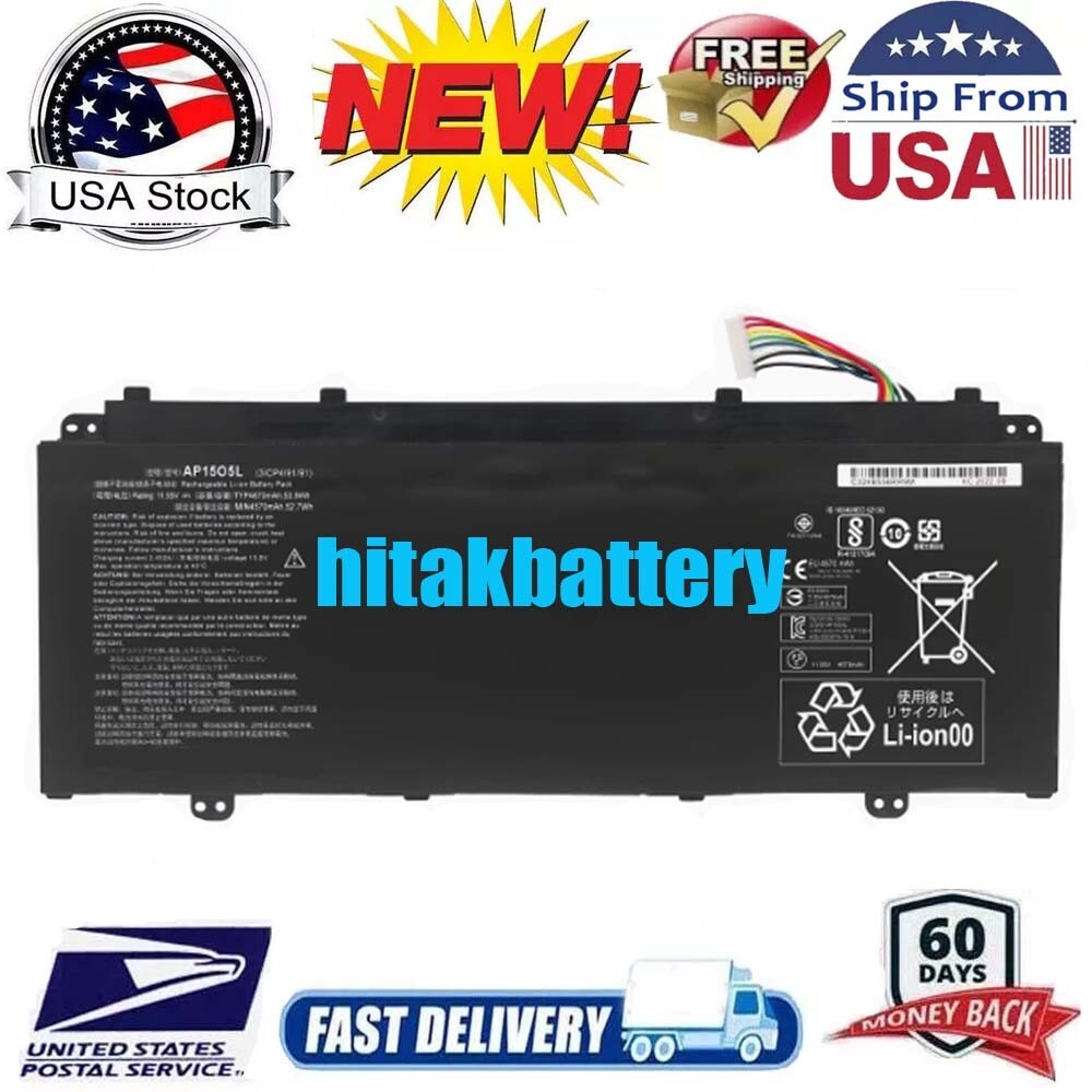 ✅AP1503K AP1505L AP15O3K AP15O5L Battery for Acer Laptop 11.55V 53.9Wh Notebook