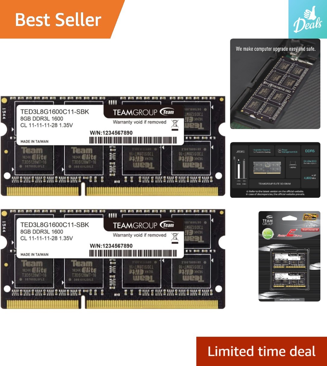High-Speed 16GB DDR3L Laptop Memory Kit - 2x8GB, 1600MHz for Smooth Performance