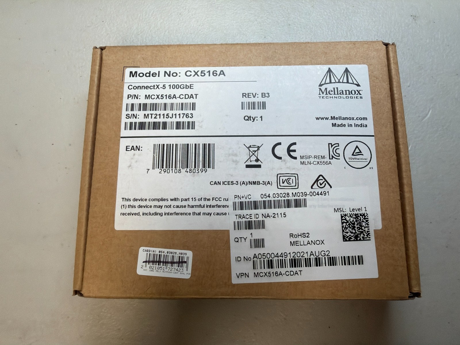 Mellanox MCX516A-CDAT ConnectX-5 100GbE  Dual Port QSFP28 Network Adapter