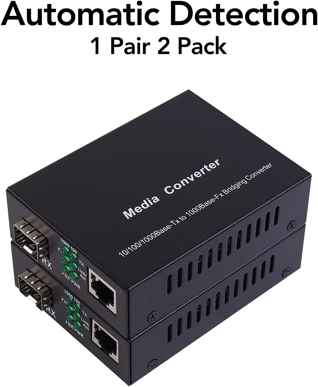A Pair of 1.25G Gigabit Ethernet Fiber Media Converters, No Modules/Power Supply