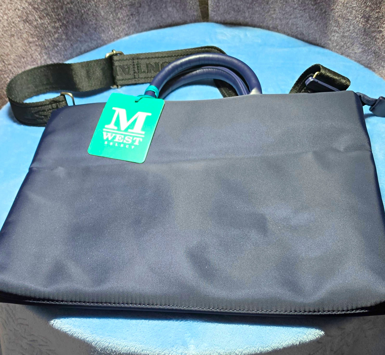 Montana West 15in Blue Nylon Laptop Briefcase Bag Adjustable Strap LPC-1001