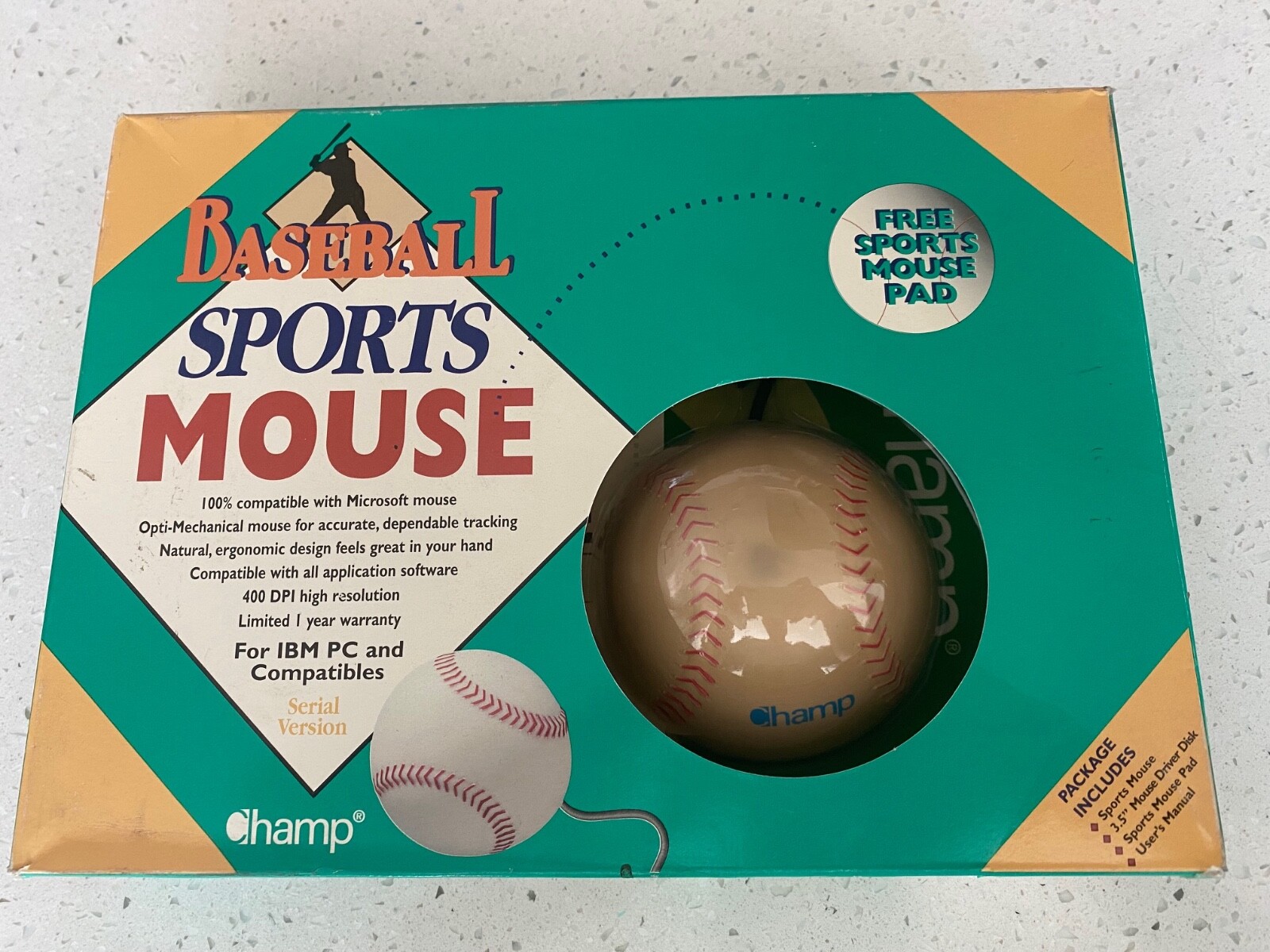 IBM PC VINTAGE BASEBALL SPORTS MOUSE PROGRAM PAD AND DISK CHAMP NEW OLD STOCK 