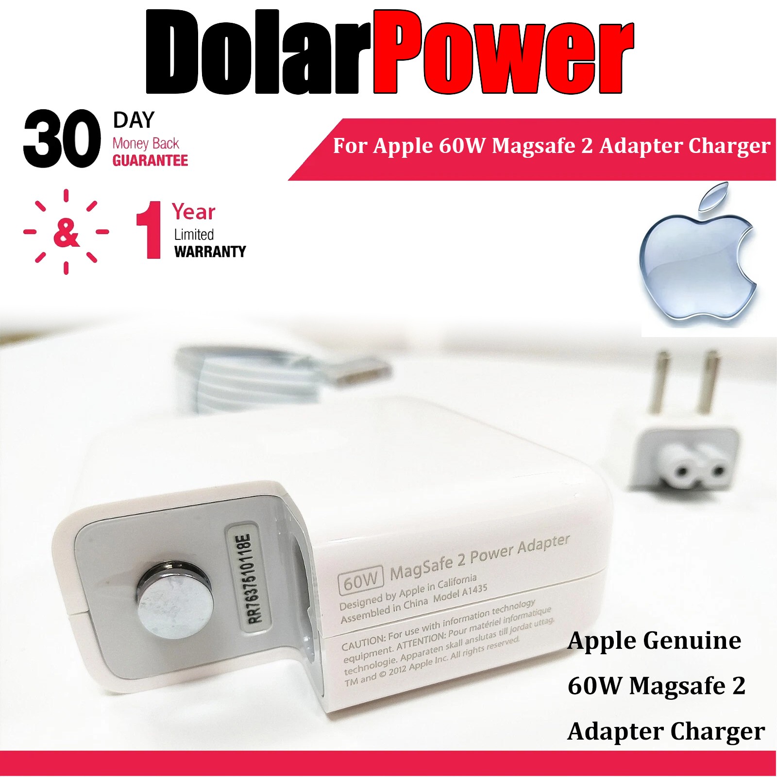 Genuine OEM 60W Magsafe 2 Adapter Charger ForApple Macbook Pro 13" A1435 A1502