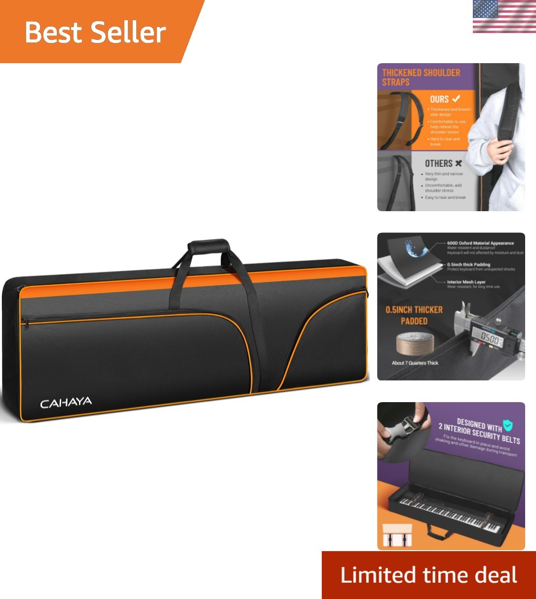 Elegant 88-Key Keyboard Case - Water-Resistant Gig Bag with Padded Protection