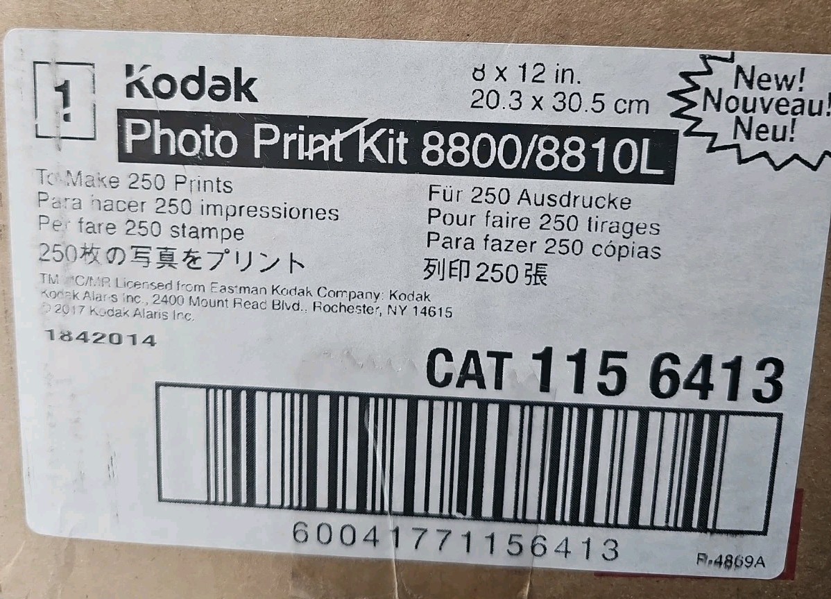 New  Kodak Photo Print Kit 8800/8810L (8X12) 250 PRINTS  115-6413