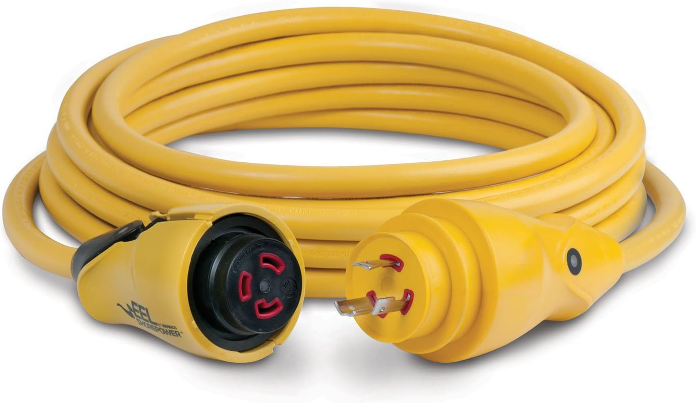 Marinco EEL 30A 125V Shore Power Cordset, 50 Ft, Yellow