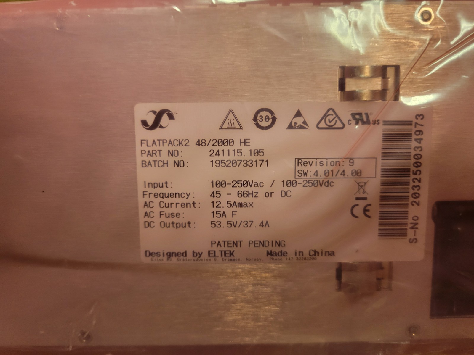 Eltek Flatpack2 48/2000 HE Rectifier Module 241115.105 - Sealed