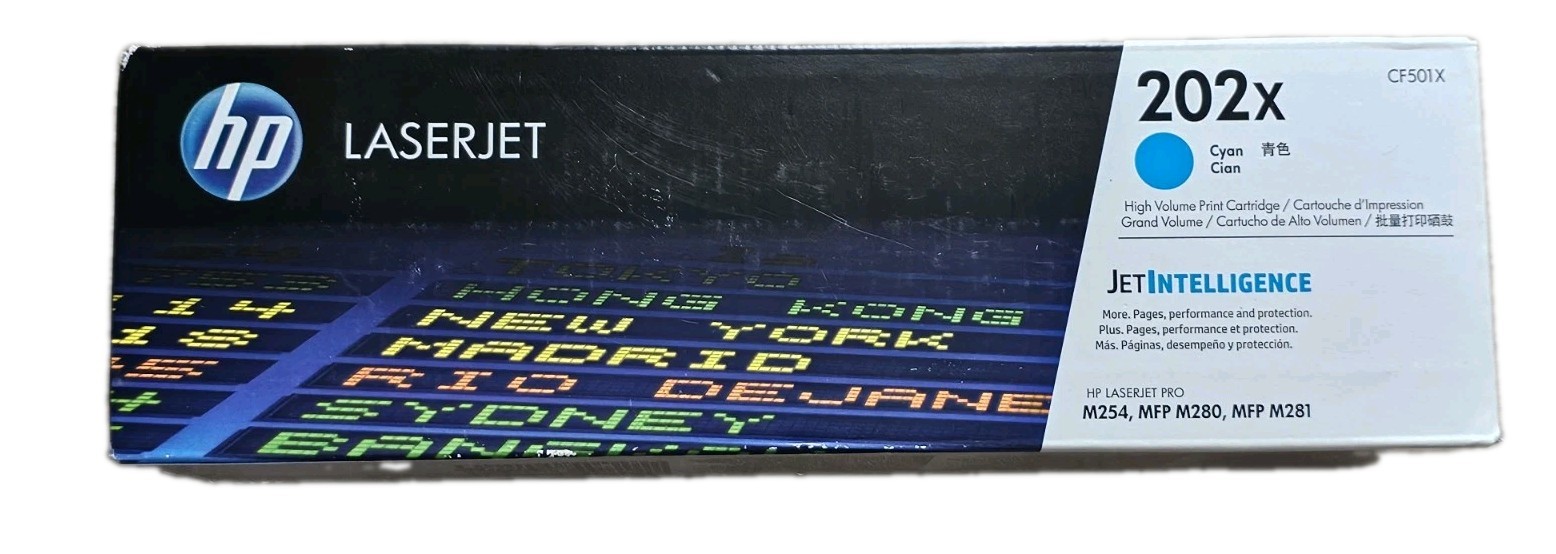 HP CF501X LaserJet 202X Cyan High Yield Genuine OEM Toner Cartridge New Sealed