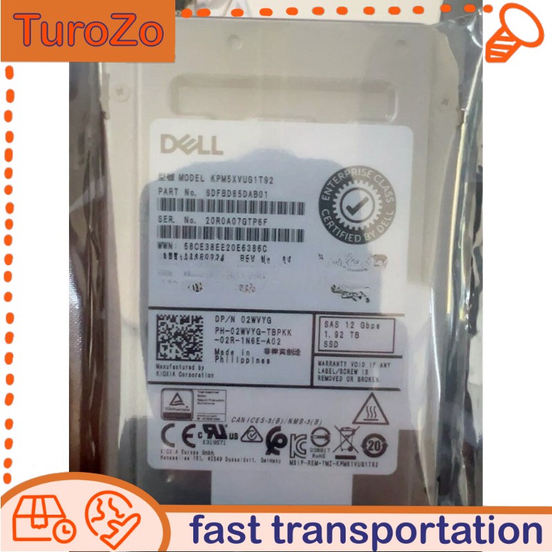 NEW 02WVYG 2WVYG DELL KPM5XVUG1T92 1.92TB 2.5" SAS 12G MU SSD Solid State Drive